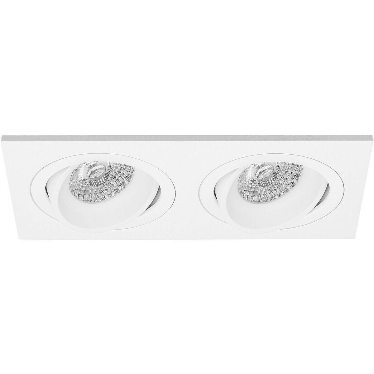 Pragmi Borny Pro - Double Rectangulaire Encastré - Mat Blanc - Inclinable - 175x92mm - Philips Hue - Set de Spots LED GU10 - White Ambiance - Bluetooth