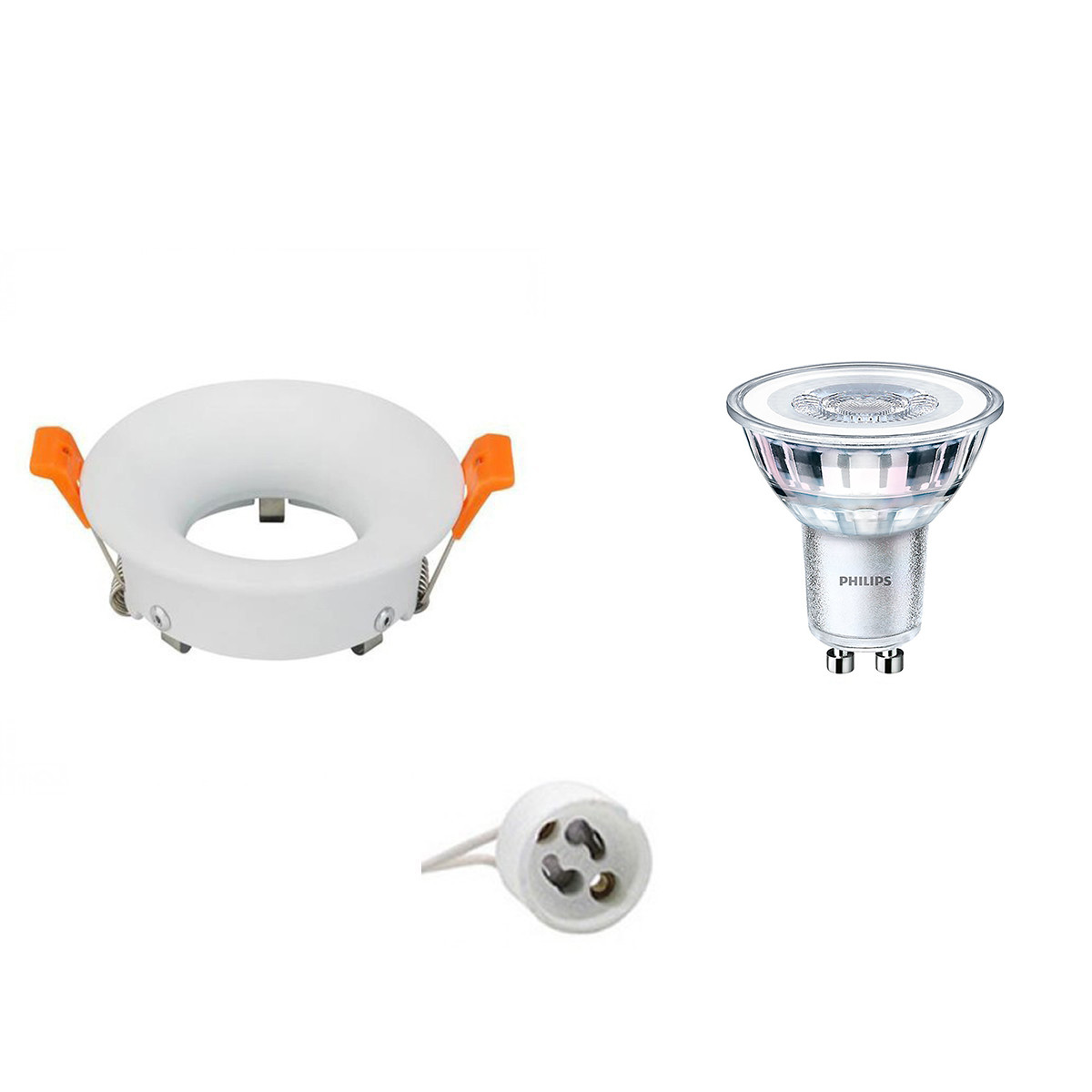 Set de spots LED - Douille GU10 - Rond Encastré - Mat Blanc - Ø85mm - Philips - CorePro 830 36D - 4.6W - Blanc Chaud 3000K