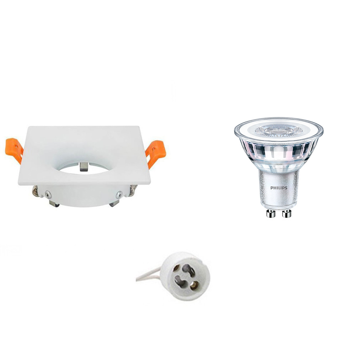 Set de spots LED - Douille GU10 - Carré Encastré - Mat Blanc - 85mm - Philips - CorePro 830 36D - 4W - Blanc Chaud 3000K - Dimmable