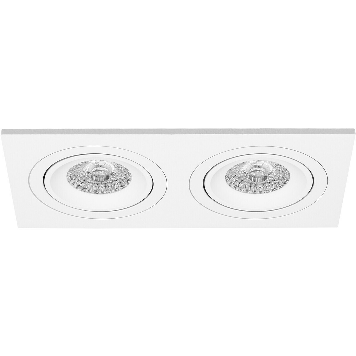 Set de spots LED - Pragmi Borny Pro - Douille GU10 - Double Rectangulaire Encastré - Mat Blanc - Inclinable - 175x92mm - Philips - CorePro 840 36D - 5W - Blanc Neutre 4000K - Dimmable