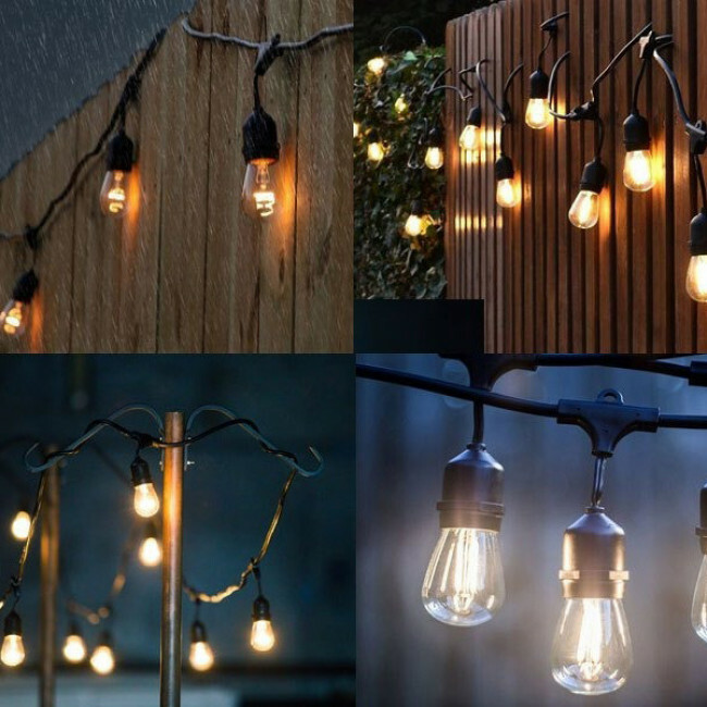 Guirlande Lumineuse - Douille E27 - 10 Lampes - 10 Mètres - 750W - Noir