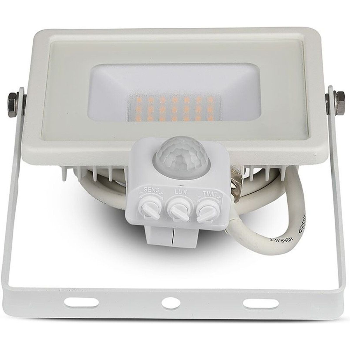 Projecteur LED 20 Watt avec Sensor - Viron Dana - Blanc Froid 6400K - Mat Blanc - Aluminium - LEDs SAMSUNG