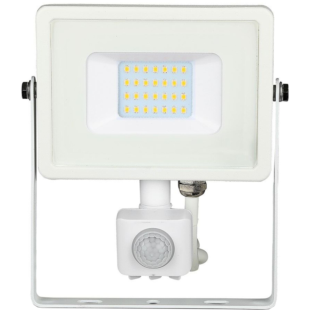 Projecteur LED 20 Watt avec Sensor - Viron Dana - Blanc Froid 6400K - Mat Blanc - Aluminium - LEDs SAMSUNG