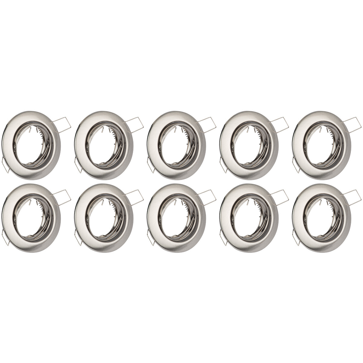 Support Spot 10 Pack - Spot Encastré GU10 - Rond - Chrome - Aluminium - Inclinable Ø82mm