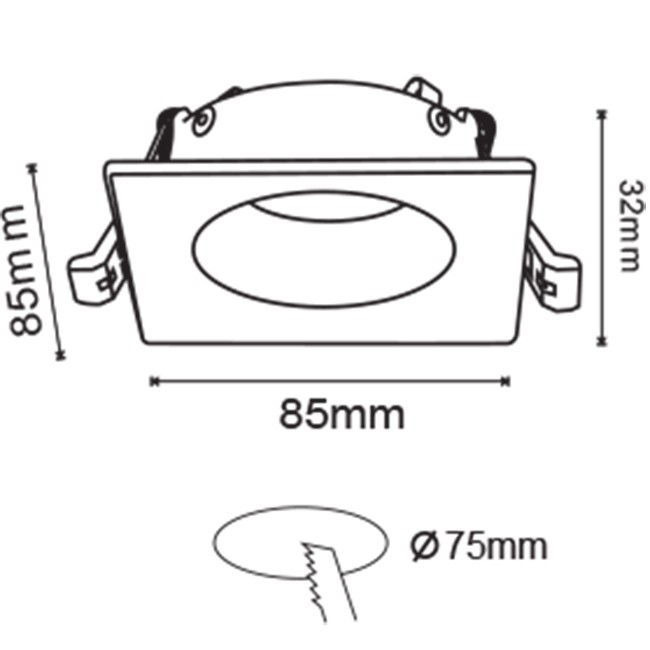 Support Spot 10 Pack - Spot Encastré GU10 - Carré - Blanc - Aluminium - 85mm