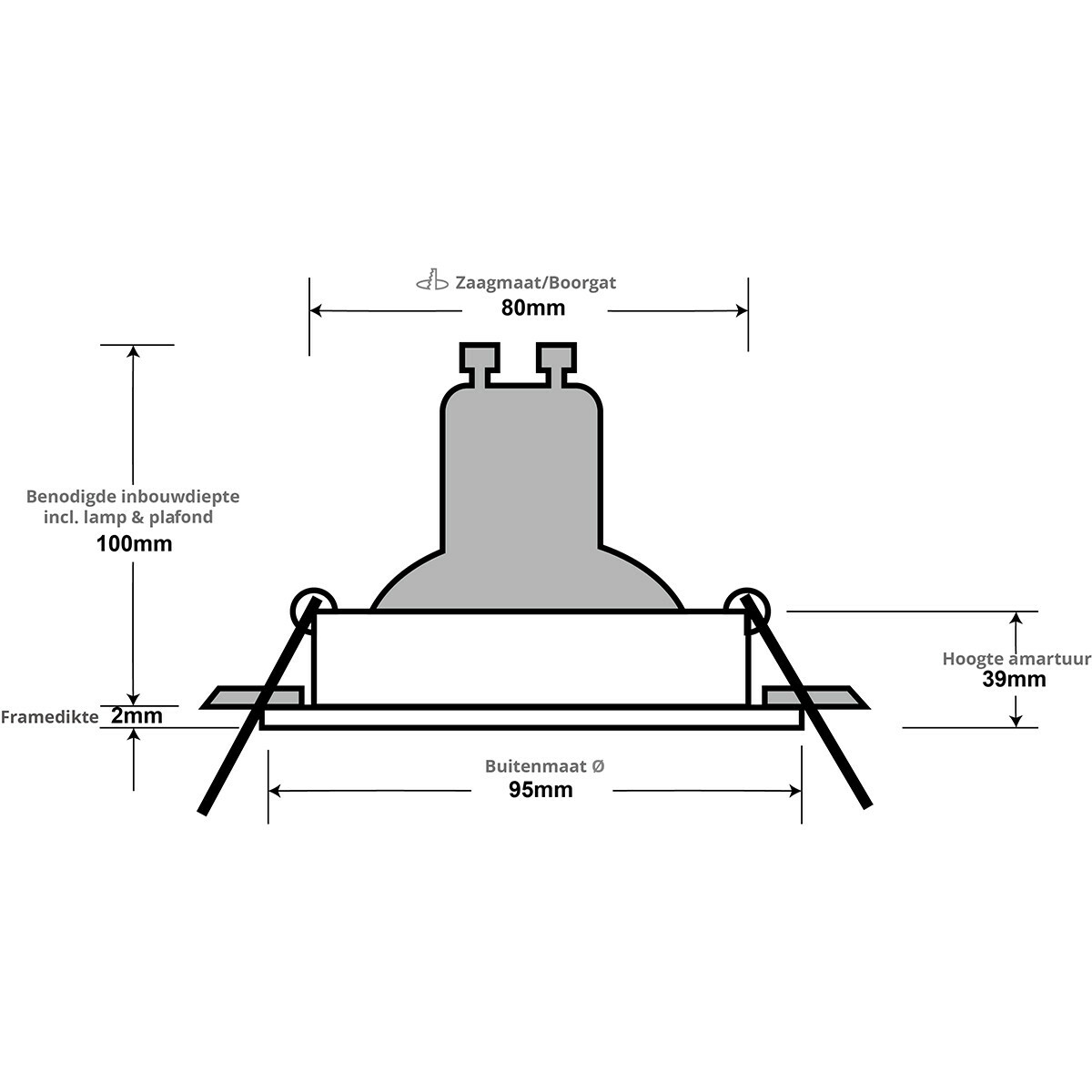 Support Spot 10 Pack - Pragmi Zano Pro - Spot Encastré GU10 - Rond - Noir - Aluminium - Inclinable - Ø93mm