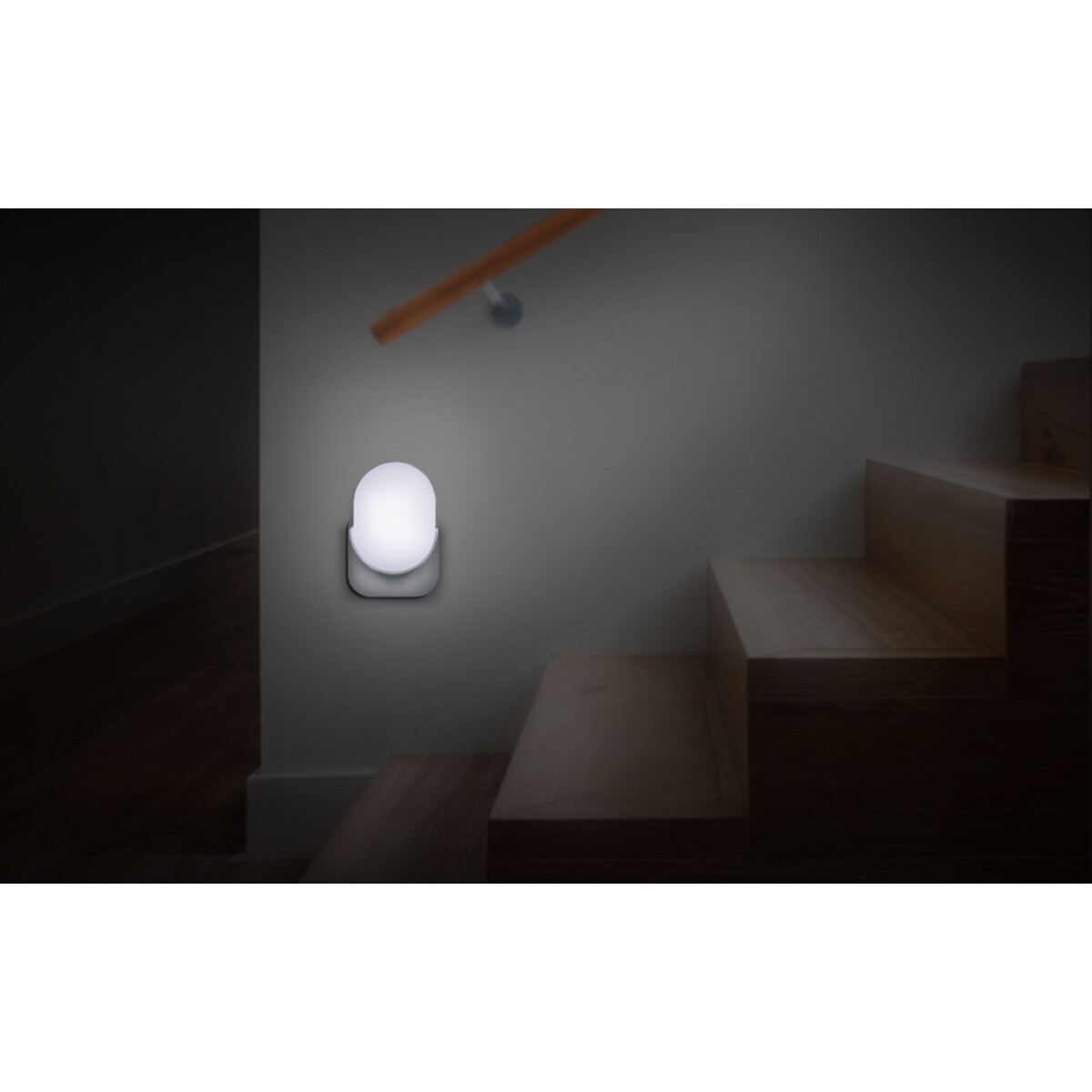 Lampe à Fiche - Lampe à Fiche avec Capteurs de Luminosité - Aigi Sipas - 1W - Blanc Froid 6500K - Rond - Mat Blanc - Plastique