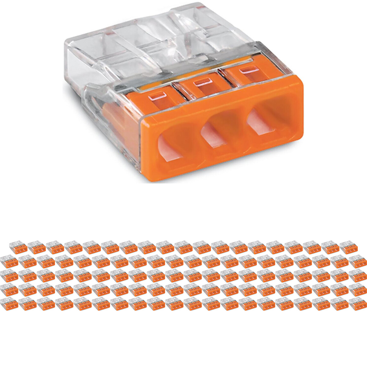 WAGO - Connecteur - 3 Pôles - 0.5-2.5mm² - Orange - 100 Pièces